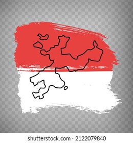 Flag of Canton of Solothurn from brush strokes. Blank map Canton of Solothurn.  Switzerland. High quality map and flag for your web site design, app  on transparent background.  EPS10.