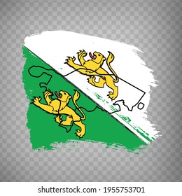 Flag of Canton of Thurgau from brush strokes. Blank map Canton of Thurgau. Switzerland. High quality map and flag for your web site design, app  on transparent background.  EPS10.