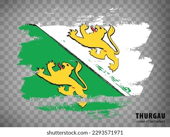 Flag Canton of Thurgau brush strokes. Flag of  Thurgau on transparent background for your web site design, app, UI. Switzerland. EPS10.