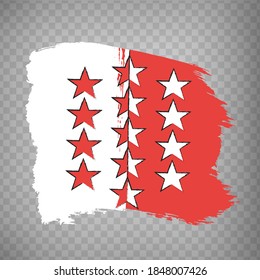 Bandera Cantón de Valais pinceladas. Marca de Valais sobre fondo transparente para tu diseño de sitio web, aplicación, interfaz de usuario. Suiza. EPS10.