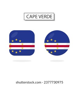 Flag of Cape Verde 2 Shapes icon 3D cartoon style.