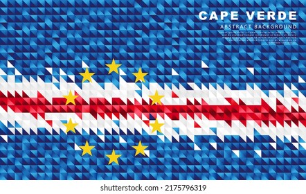 Flag of Cape Verde. Abstract background of small triangles in the form of colorful blue, white and red Cape Verdean stripes flag. Vector illustration.