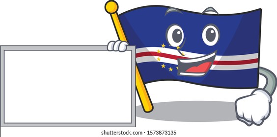 Flag cape verde with board cartoon Character design style