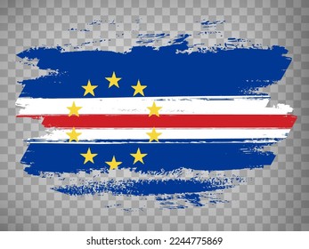 Flag of  Cape Verde brush stroke background.  Flag Cape Verde on transparent background for your design, app, UI.  Stock vector. EPS10.