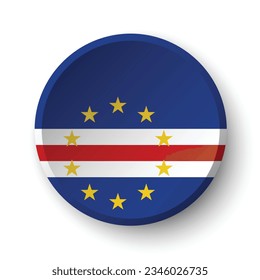 The flag of Cape Verde. Button flag icon. Standard color. Circle icon flag. 3d illustration. Computer illustration. Digital illustration. Vector illustration.