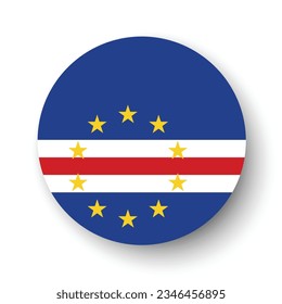 The flag of Cape Verde. Button flag icon. Standard color. Circle icon flag. 3d illustration. Computer illustration. Digital illustration. Vector illustration.