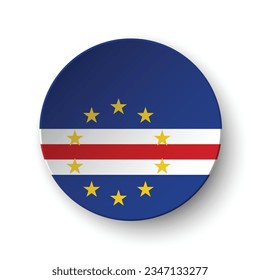 The flag of Cape Verde. Button flag icon. Standard color. Circle icon flag. 3d illustration. Computer illustration. Digital illustration. Vector illustration.