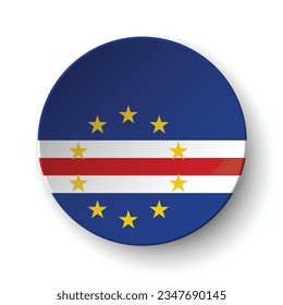 The flag of Cape Verde. Button flag icon. Standard color. Circle icon flag. 3d illustration. Computer illustration. Digital illustration. Vector illustration.