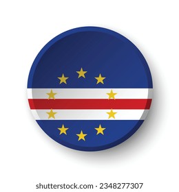 The flag of Cape Verde. Button flag icon. Standard color. Circle icon flag. 3d illustration. Computer illustration. Digital illustration. Vector illustration.