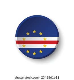 The flag of Cape Verde. Button flag icon. Standard color. Circle icon flag. 3d illustration. Computer illustration. Digital illustration. Vector illustration.