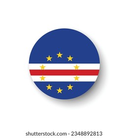 The flag of Cape Verde. Button flag icon. Standard color. Circle icon flag. 3d illustration. Computer illustration. Digital illustration. Vector illustration.