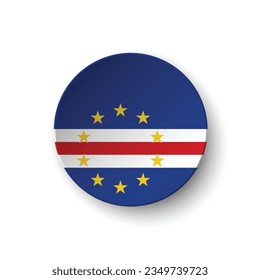 The flag of Cape Verde. Button flag icon. Standard color. Circle icon flag. 3d illustration. Computer illustration. Digital illustration. Vector illustration.