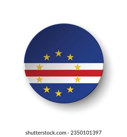 The flag of Cape Verde. Button flag icon. Standard color. Circle icon flag. 3d illustration. Computer illustration. Digital illustration. Vector illustration.