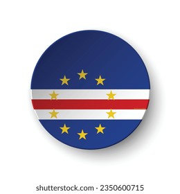 The flag of Cape Verde. Button flag icon. Standard color. Circle icon flag. 3d illustration. Computer illustration. Digital illustration. Vector illustration.