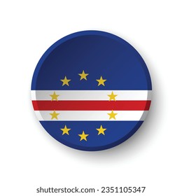 The flag of Cape Verde. Button flag icon. Standard color. Circle icon flag. 3d illustration. Computer illustration. Digital illustration. Vector illustration.