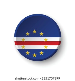 The flag of Cape Verde. Button flag icon. Standard color. Circle icon flag. 3d illustration. Computer illustration. Digital illustration. Vector illustration.