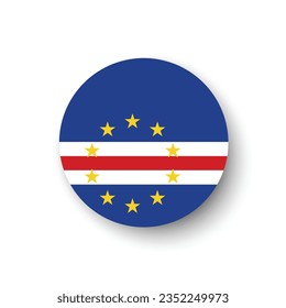 The flag of Cape Verde. Button flag icon. Standard color. Circle icon flag. 3d illustration. Computer illustration. Digital illustration. Vector illustration.