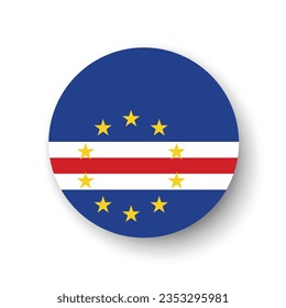 The flag of Cape Verde. Button flag icon. Standard color. Circle icon flag. 3d illustration. Computer illustration. Digital illustration. Vector illustration.