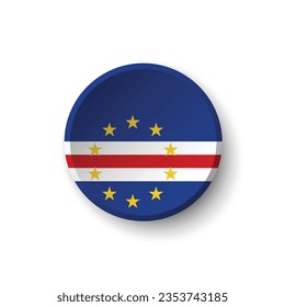 The flag of Cape Verde. Button flag icon. Standard color. Circle icon flag. 3d illustration. Computer illustration. Digital illustration. Vector illustration.