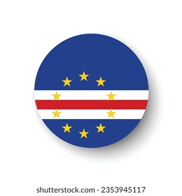 The flag of Cape Verde. Button flag icon. Standard color. Circle icon flag. 3d illustration. Computer illustration. Digital illustration. Vector illustration.