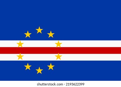 Flagge von Kap Verde. Cabo Verde nationale Banner und patriotisches Symbol. Offizielle Farben. Flache Vektorgrafik.