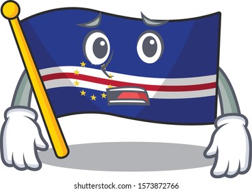 Flag cape verde Cartoon character showing afraid look face