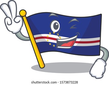 Flag cape verde Character cartoon style with two fingers