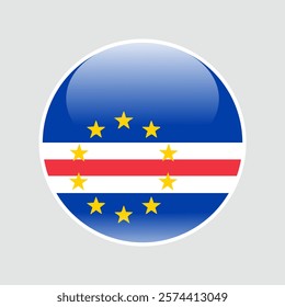 The flag of cape verde. Circle icon flag. Button flag icon. glossy circle badge. 3d illustration. 