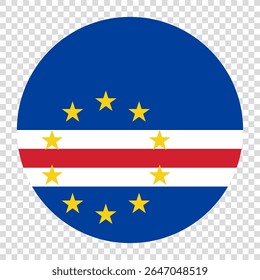 Flag of Cape Verde. Cape Verde circle flag logo icon computer vector illustration design. Transparent checkerboard background.