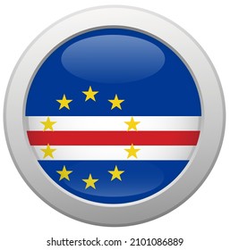 Flag of Cape Verde in a circle, national colors, vector illustration.