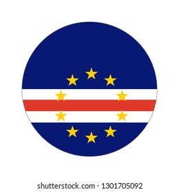 Flag of Cape Verde. Circular icon on white background, vector illustration.