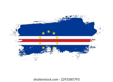 Flag of Cape Verde country with hand drawn brush stroke vector illustration