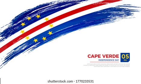 Flag of Cape Verde country. Happy Independence day of Cape Verde background with grunge brush flag illustration