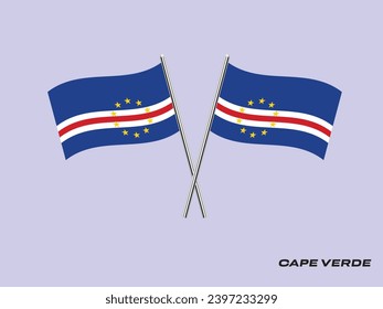 Flag of Cape Verde, Cape Verde cross flag design. Cape Verde cross flag isolated on white background. Vector Illustration of crossed Cape Verde flags.