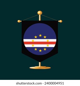 Flag of Cape Verde, Cape Verde cross flag design. Cape Verde cross flag isolated on Green background. Vector Illustration of crossed Cape Verde flags.