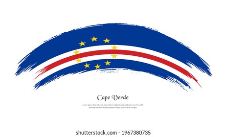 Flag of Cape Verde in grunge style stain brush with waving effect on isolated white background