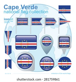 Flag of  Cape Verde, icon collection, vector illustration
