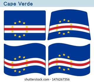 Flag of Cape Verde. Flag icon set of four different shapes. Vector Illustration.
