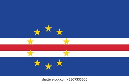 The flag of Cape Verde. Flag icon. Standard color. Standard size. Rectangular flag. Computer illustration. Digital illustration. Vector illustration.