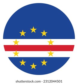 The flag of Cape Verde. Flag icon. Standard color. Round flag. Computer illustration. Digital illustration. Vector illustration.