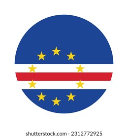 The flag of Cape Verde. Flag icon. Standard color. Round flag. Computer illustration. Digital illustration. Vector illustration.