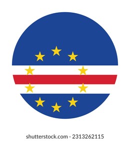 The flag of Cape Verde. Flag icon. Standard color. Round flag. Computer illustration. Digital illustration. Vector illustration.