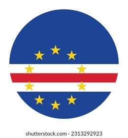 The flag of Cape Verde. Flag icon. Standard color. Round flag. Computer illustration. Digital illustration. Vector illustration.