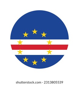 The flag of Cape Verde. Flag icon. Standard color. Round flag. Computer illustration. Digital illustration. Vector illustration.