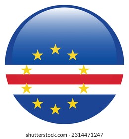 The flag of Cape Verde. Flag icon. Standard color. A round flag. 3d illustration. Computer illustration. Digital illustration. Vector illustration.