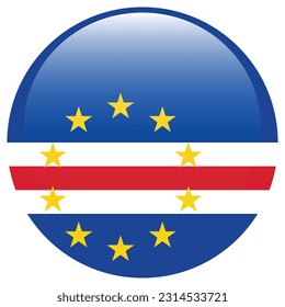 The flag of Cape Verde. Flag icon. Standard color. A round flag. 3d illustration. Computer illustration. Digital illustration. Vector illustration.