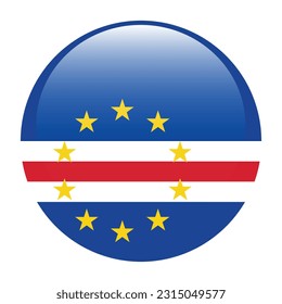 The flag of Cape Verde. Flag icon. Standard color. A round flag. 3d illustration. Computer illustration. Digital illustration. Vector illustration.