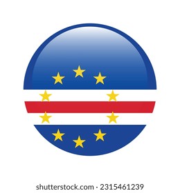 The flag of Cape Verde. Flag icon. Standard color. A round flag. 3d illustration. Computer illustration. Digital illustration. Vector illustration.