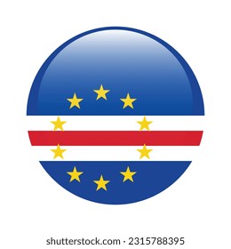 The flag of Cape Verde. Flag icon. Standard color. A round flag. 3d illustration. Computer illustration. Digital illustration. Vector illustration.