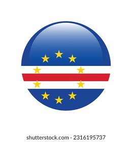 The flag of Cape Verde. Flag icon. Standard color. A round flag. 3d illustration. Computer illustration. Digital illustration. Vector illustration.